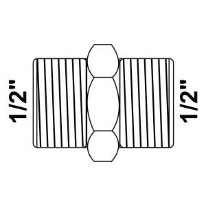 Kirchhoff Doppelnippel 21mm (1/2 AG) aus Messing für Gewindefittings.
