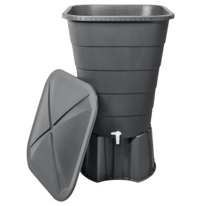 Garantia Regentonne Ibiza 300 l Eckig Graphite Grey inkl. Deckel und Hahn