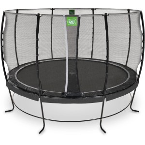Schwarzes EXIT Lotus Classic Gartentrampolin, Ø 366 cm, mit Sicherheitsnetz.