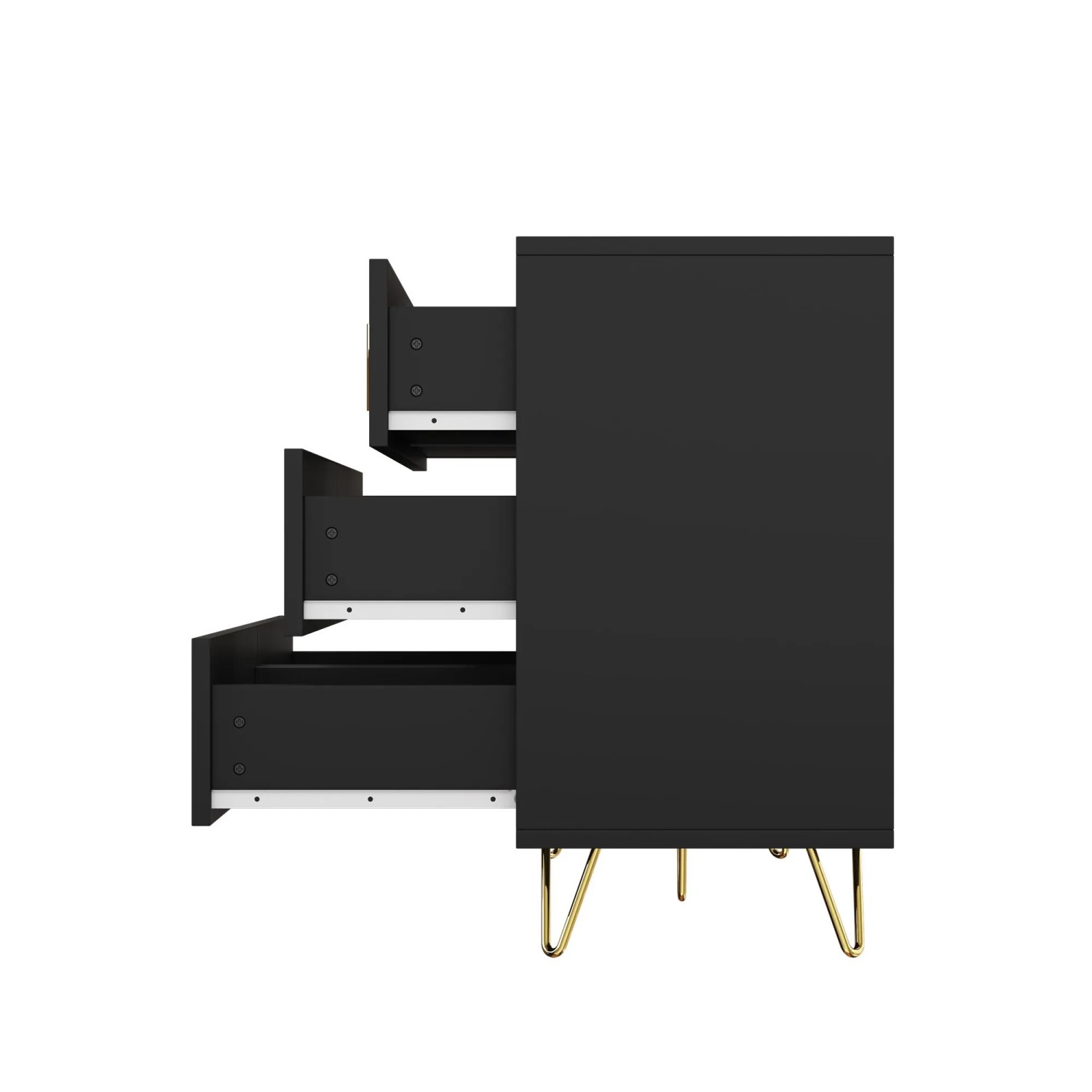 okwish Sideboard mit Goldgriffen Stauraum Wohnzimmer 120x40x77cm Schwarz_9