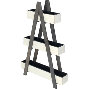 Graues Westmann Pflanzenregal Ella aus Holz mit drei Pflanzkästen, 101x147x25 cm.