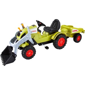 BIG Loader Claas Celtis Trettraktor mit Anhänger, grün und schwarz.