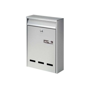 Burg Wächter Briefkasten Pocket 5871, silberner Stahlbriefkasten für DIN B5 Umschläge.