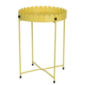 Gelbes Decoris Pflanzregal aus Eisen, Ø 32 cm, 45,5 cm hoch. Beistelltisch für Pflanzen im Innenbereich.