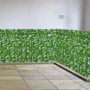 MCW Balkonsichtschutz Blatt, 300x100cm, hellgrüne Blätter auf Gitter.