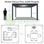 Dunkelgraue Weide Deluxe Plus Pergola 4x4m mit elektrischem Lamellendach, Maßen und Nutzungsideen für die Terrasse.
