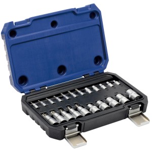 22-teiliger LUX Steckschlüsselsatz Comfort (1/4 & 1/2) im blauen Koffer.