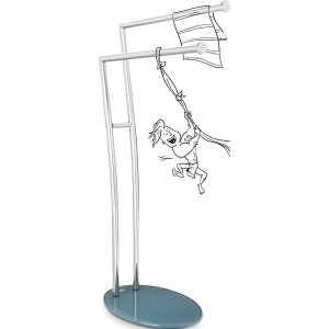 Freistehender baliv Handtuchhalter ST-6930 mit 2 Stangen, Chrom/Glas, inklusive stilisierter Grafik.