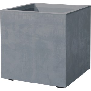 Aschgrauer, quadratischer Deroma Pflanztopf Quadro Millenium, 39x39x39 cm, aus robustem Kunststoff.