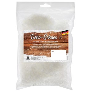 Beutel mit Deko-Schnee, 1 Liter, für winterliche Dekorationen.