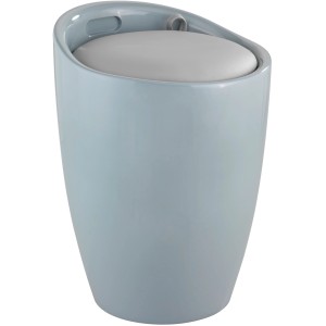 Wenko Badhocker Candy grau mit gepolsterter Sitzfläche und integriertem Wäschekorb.