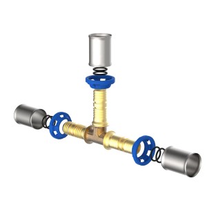 Kirchhoff MS-T-Stück Pressfitting 26mm für MSVR Blank, Messing, zur Rohrverbindung im Sanitärbereich.