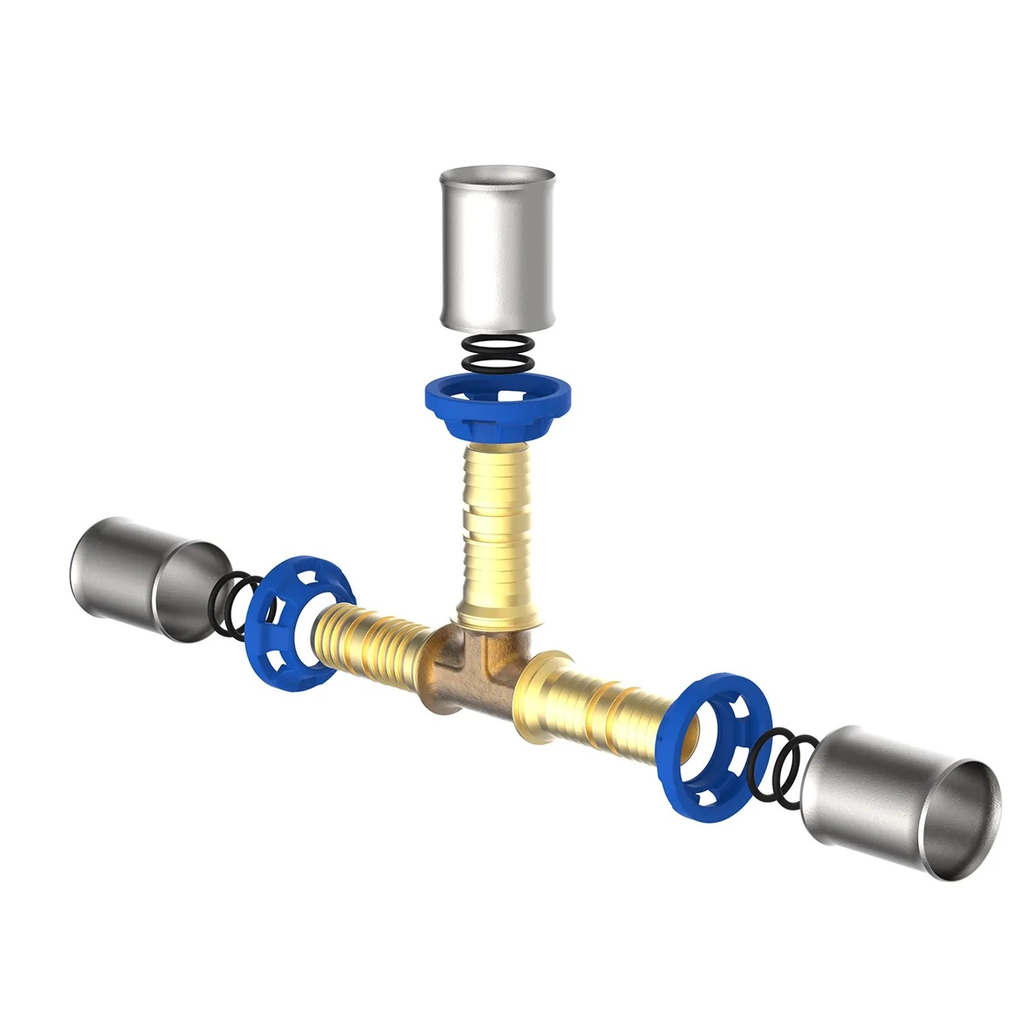 Kirchhoff MS-T-Stück Pressfitting 26mm für MSVR Blank, Messing, zur Rohrverbindung im Sanitärbereich.