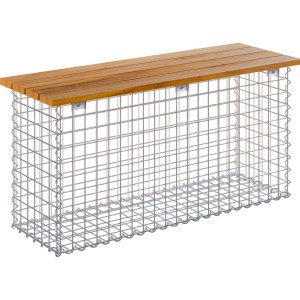 Gabiona Gabionenbank 105 cm x 50 cm x 30 cm Maschenweite 5 cm x 5 cm Teak