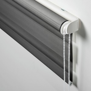 Gardinia Doppelrollo EasyFix, 60x150 cm, anthrazit. Rollo mit transparenten und blickdichten Streifen.