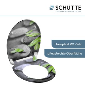 Schütte WC-Sitz Stone Duroplast mit Absenkautomatik und Stein/Blatt-Motiv.