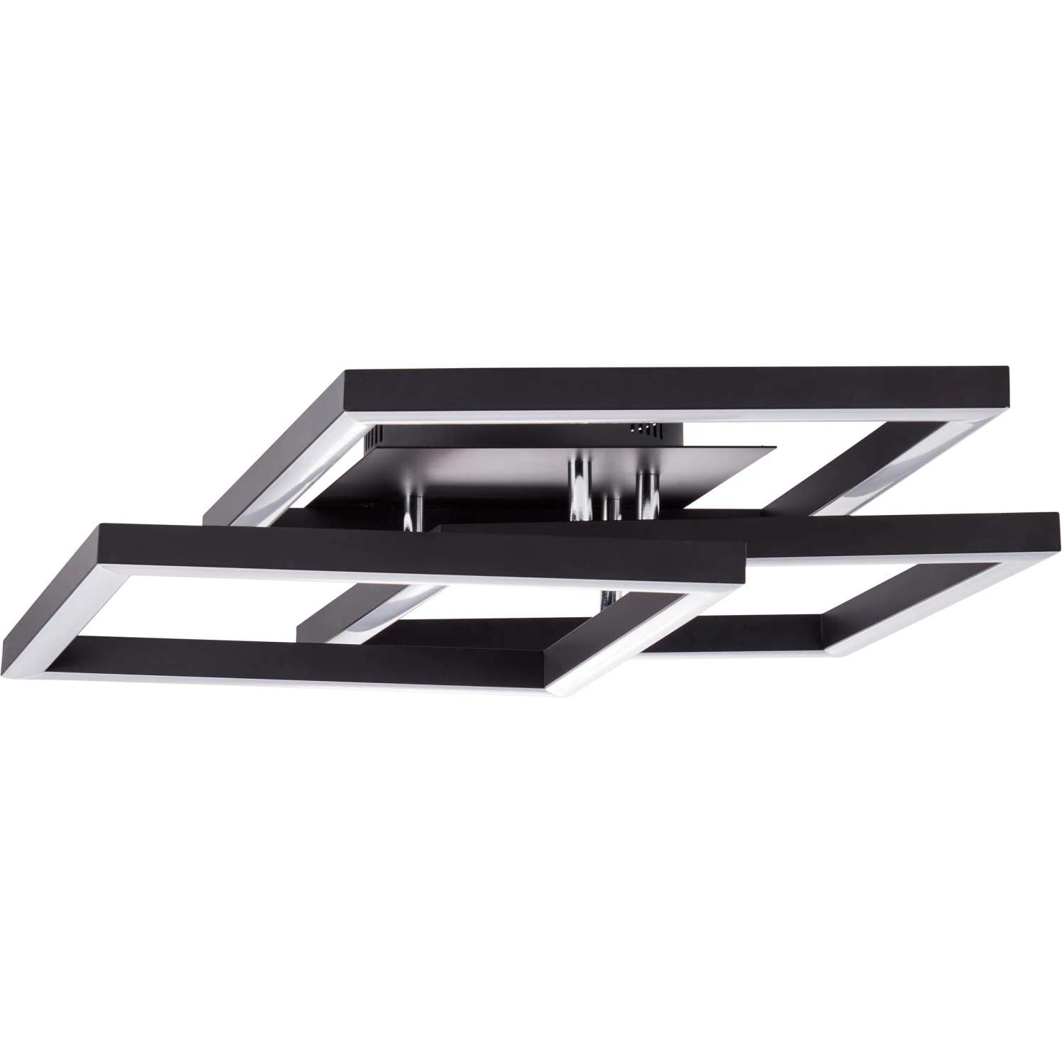 Schwarze, 3-flammige LED-Deckenleuchte Kjorn von Brilliant mit quadratischem Design.