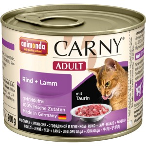 Carny Katzen-Nassfutter Adult Rind & Lamm, 200g Dose. Alleinfutter für ausgewachsene Katzen.