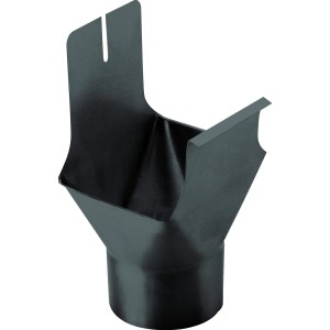 Anthrazitfarbener Kastenrinneneinhangstutzen 200/60 aus Metall für Dachrinnen.