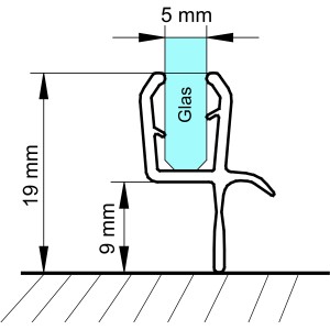 Technische Zeichnung: Schulte Dichtprofil für Alexa Style 2.0 und Sunny, Duschdichtung mit Maßen.