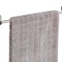 Wenko Badetuchstange Uno Udine, 40 cm, silber matt mit grauem Handtuch.