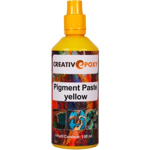 Gelbe CreativEpoxy Pigment Paste für Epoxidharz, 100ml Flasche.