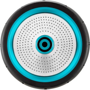 Detailaufnahme des Brausekopfes vom Gardena Gießstab Premium, silberfarben mit blauen Akzenten.