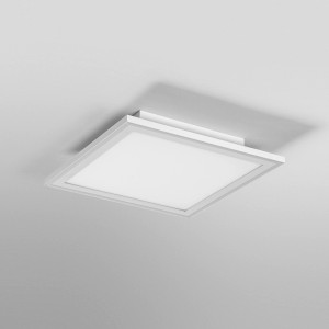 Quadratische Ledvance Smart+ WiFi Panelleuchte Planon Plus mit Farbwechsel, montiert an der Decke.