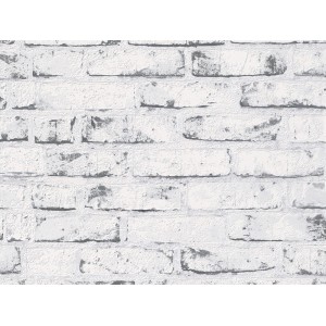 Weiße Vliestapete New England mit Klinker-Muster für ein modernes Wanddesign.