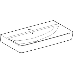 Geberit Renova Plan Waschbecken, 85x48 cm, Weiß, mit Hahnloch und Überlauf.