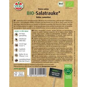 Sperli BIO Salatrauke Saatgut: Samenpackung für würzigen Salat, ideal für Beet und Topf.