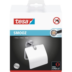 Tesa Smooz Toilettenpapierhalter mit Deckel, hochglanzverchromt, zur Wandmontage ohne Bohren.