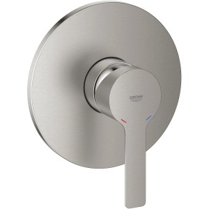 Grohe Lineare Einhand-Brausebatterie in Supersteel: Duscharmatur mit Hebel und runder Rosette.