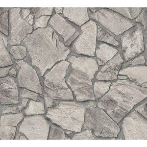 A.S. Création Vliestapete mit Bruchsteinmauer Design Grau 10,05 m x 0,53 m
