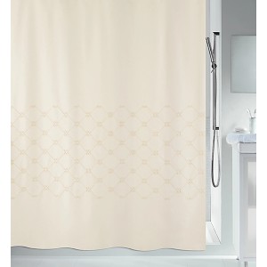 Beiger Spirella Duschvorhang Trento (180x200 cm) mit Muster.