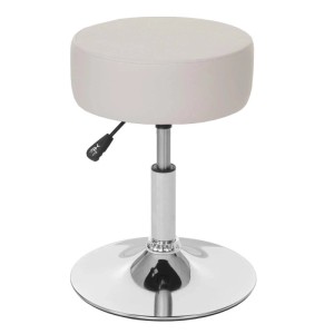 MCW Hocker-Set, 2 Stück, Kunstleder Creme, höhenverstellbar, drehbar, mit verchromtem Gestell.