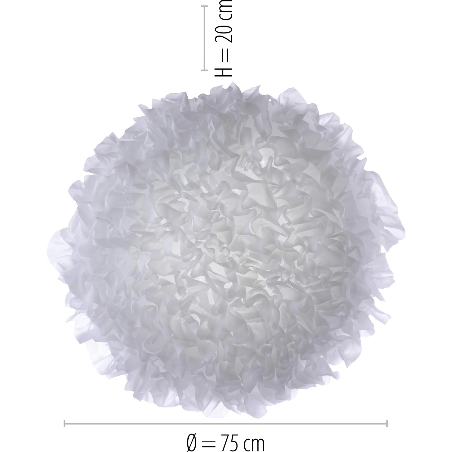 Smarte LED-Deckenleuchte Just Light LOLAsmart-Naomi, weiß, Ø 75cm. Stoffschirm mit dekorativen Rüschen.