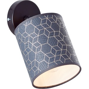 Schwarzer Brilliant Spot Galance mit gemustertem Lampenschirm für die Wandmontage.