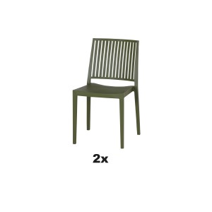 Siena Garden Stapelstuhl-Set Lane, 2-teilig, olive. Gartenstuhl aus Polypropylen, stapelbar.