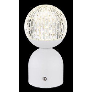 Globo Tischleuchte Julsy, weiße LED-Lampe mit Kristall-Effekt, 20 cm.