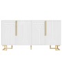 okwish Sideboard mit Geometrischem Design Goldene Griffe Wohnzimmer 152x40x75cm Weiß