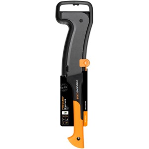 Fiskars WoodXpert XA3 Machete für Äste bis 50mm Durchmesser, Gartensäge mit gebogener Klinge und orangem Griff.