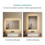 Emke Badspiegel 50x70 cm mit warmweißer LED-Beleuchtung, flexibel horizontal oder vertikal montiert über einem Waschbecken.