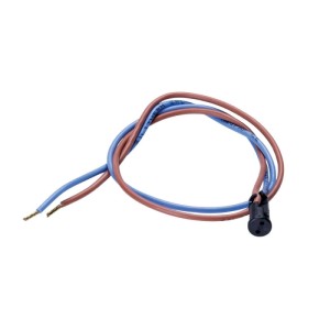Orion Lightstyle G4 Fassung mit 35 cm Kabel, braun-blauen Drähten und schwarzem Sockel für Leuchtmittel.