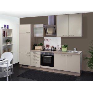 Flex-Well Küchenzeile Orlando in Kaschmir-Glanz/Sonoma Eiche mit E-Geräten.