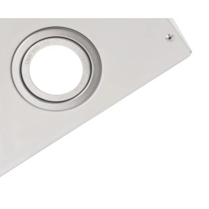 Detailaufnahme der LED-Beleuchtung der Respekta Schräghaube Lora 90 cm Weiß.