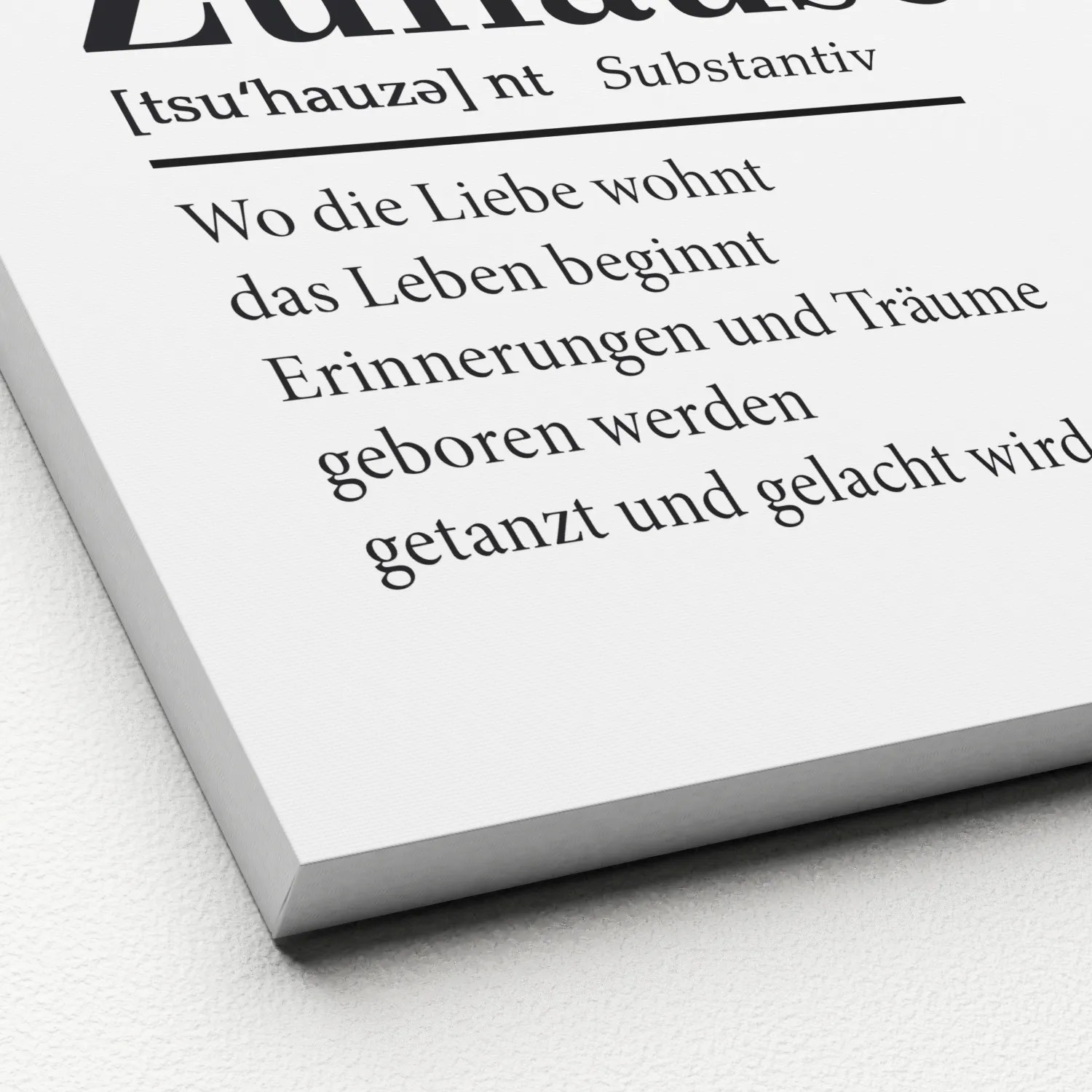 Pro Art Leinwandbild "Zuhause" 30x30 cm mit Definition und Spruch in Schwarz-Weiß.
