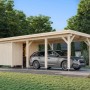 Palmako Carport Karl mit Geräteraum 315 x 732 cm Tauchgrundiert Grau FSC®