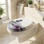 Sinobath ovaler WC-Sitz Zen Wellness: Kieselsteine, lila Blume. Mit Absenkautomatik.