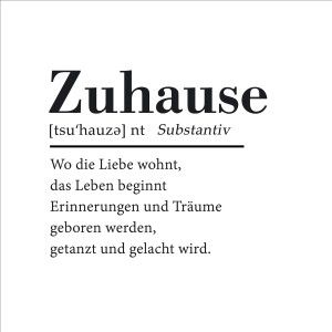 Pro Art Glasbild "Zuhause II", 20x20 cm, mit Definition und Spruch zum Thema Zuhause.